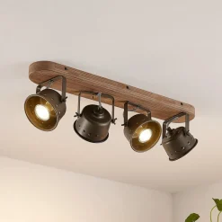 loftspot Rubinjo, 62 cm, 4 lyskilder, træ, GU10^Lindby