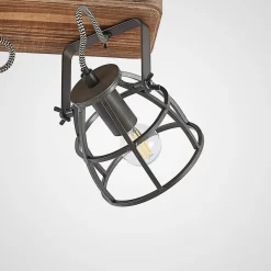 loftspot Rutger, 36 cm, 2 lyskilder, træ, bur, E14^Lindby Discount