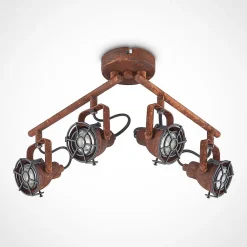 Lindby loftspot Scabra, 63 cm, rustbrun, 4 lyskilder, metal