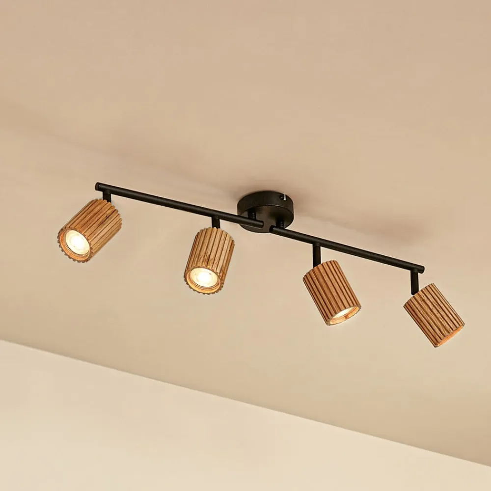 loftspot Stralino, 4 lyskilder, længde 60 cm, træ^Lindby Sale