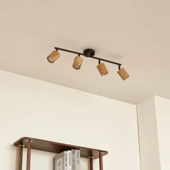 loftspot Stralino, 4 lyskilder, længde 60 cm, træ^Lindby Sale
