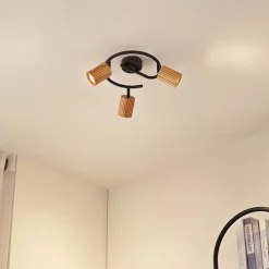 loftspot Stralino, 3 lyskilder, Ø31cm, træ, GU10^Lindby Clearance