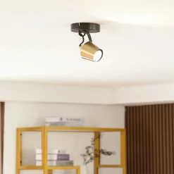 Lindby Spotlights>loftspot Sylveria, 1.flg, sort/guld, jern