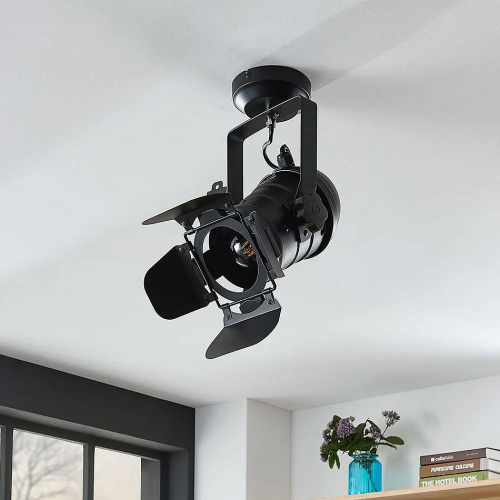 Lindby Gang|Loftlamper>loftspot Tilen, 1 lyskilde, sort, metal, 38 cm