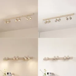 Lindby loftspots Kardis, beige, 6 lyskilder, metal, GU10