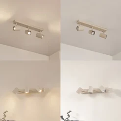 loftspots Kardis, beige, 3 lyskilder, metal, GU10^Lindby New