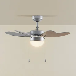 Lindby loftventilator med lys Minja, sølv, støjsvag, 78 cm