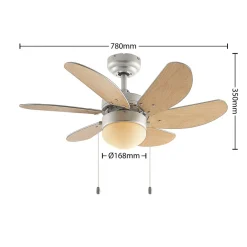 Lindby loftventilator med lys Minja, sølv, støjsvag, 78 cm