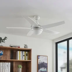 Lindby Loftventilatorer>loftventilator med lys Auraya, støjsvag, hvid, 130cm