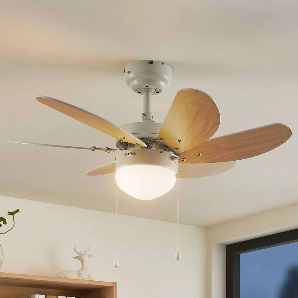 loftventilator Minja, hvid, træ^Lindby Outlet