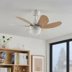 loftventilator Minja, hvid, træ^Lindby Outlet