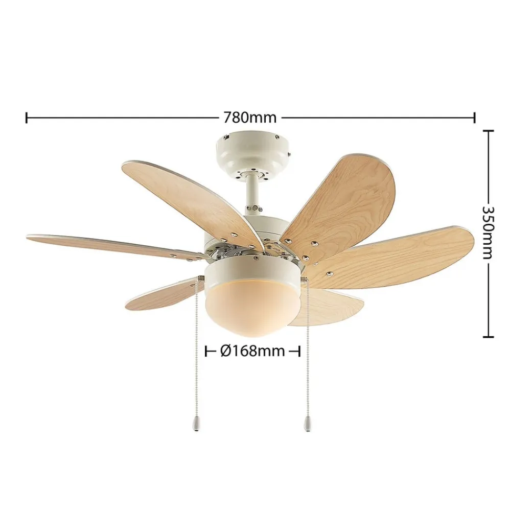 loftventilator Minja, hvid, træ^Lindby Outlet