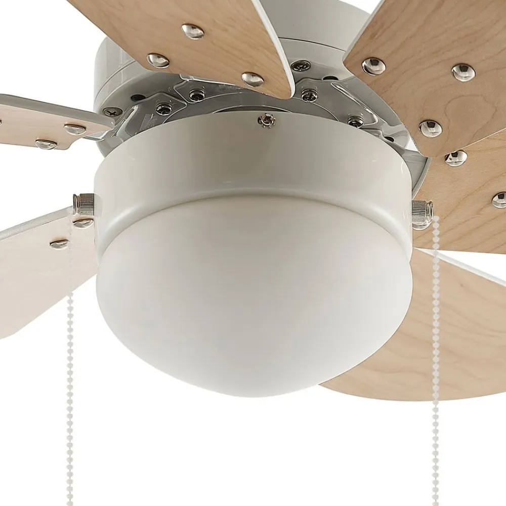 loftventilator Minja, hvid, træ^Lindby Outlet