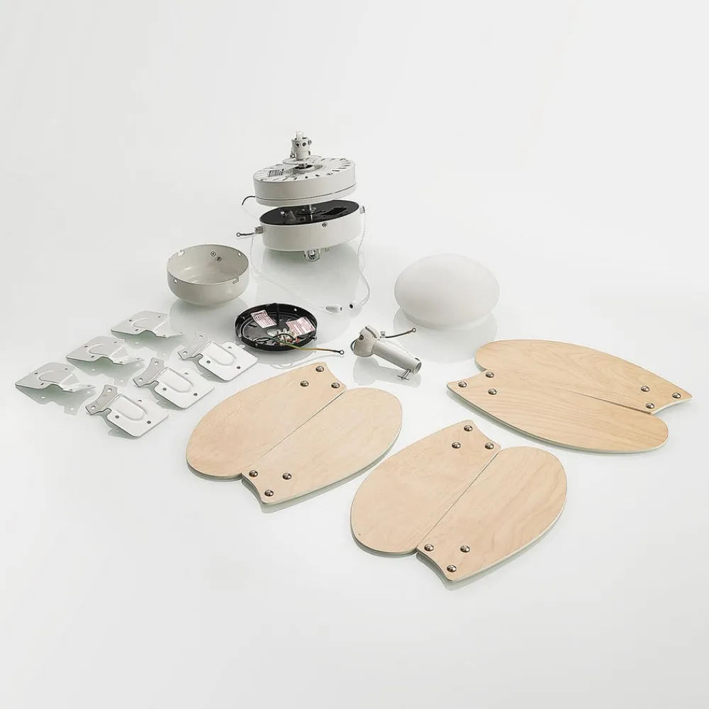 loftventilator Minja, hvid, træ^Lindby Outlet