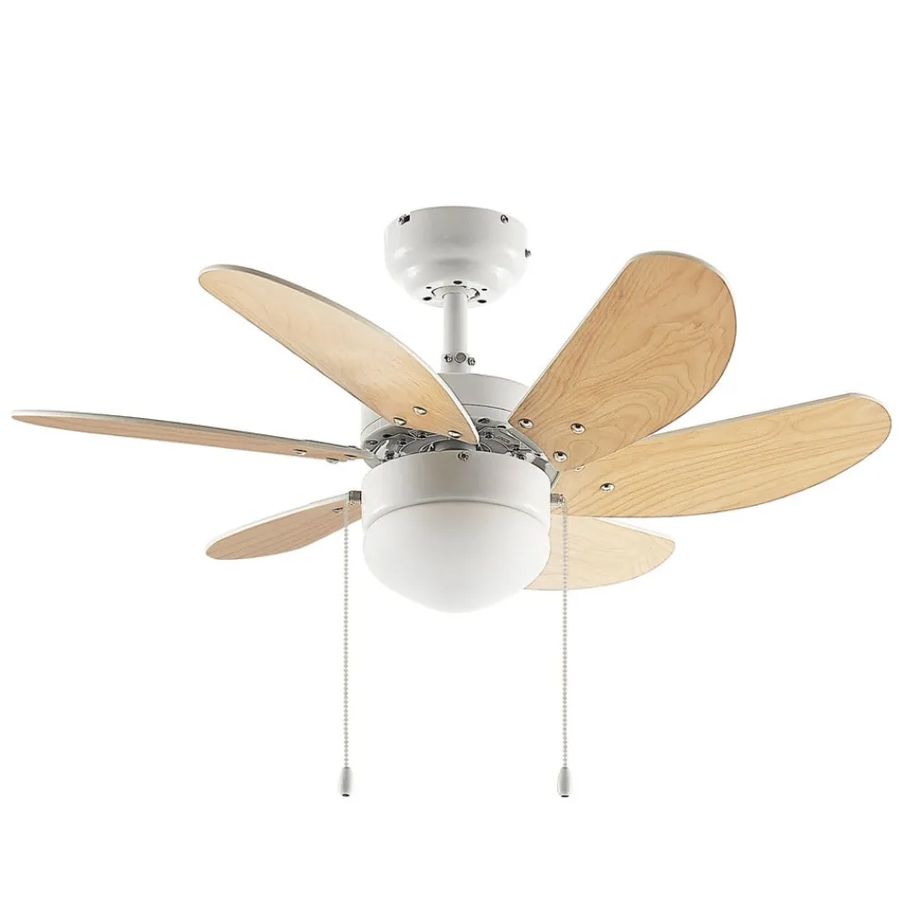 loftventilator Minja, hvid, træ^Lindby Outlet