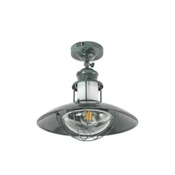 Lindby Louisanne loftlampe, grågrøn, metal, Ø 35cm