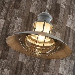 Lindby Louisanne pendellampe, Ø35cm, grågrøn, metal, glas