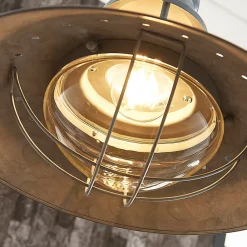 Lindby Louisanne pendellampe, Ø35cm, grågrøn, metal, glas