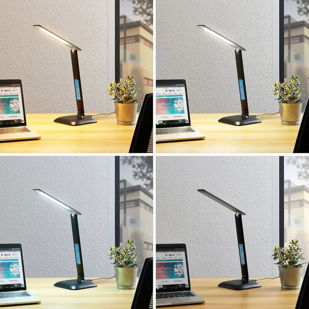 Lindby Arbejdsrum/Kontor|Bordlamper>Ludmilla LED-bordlampe, display, sort