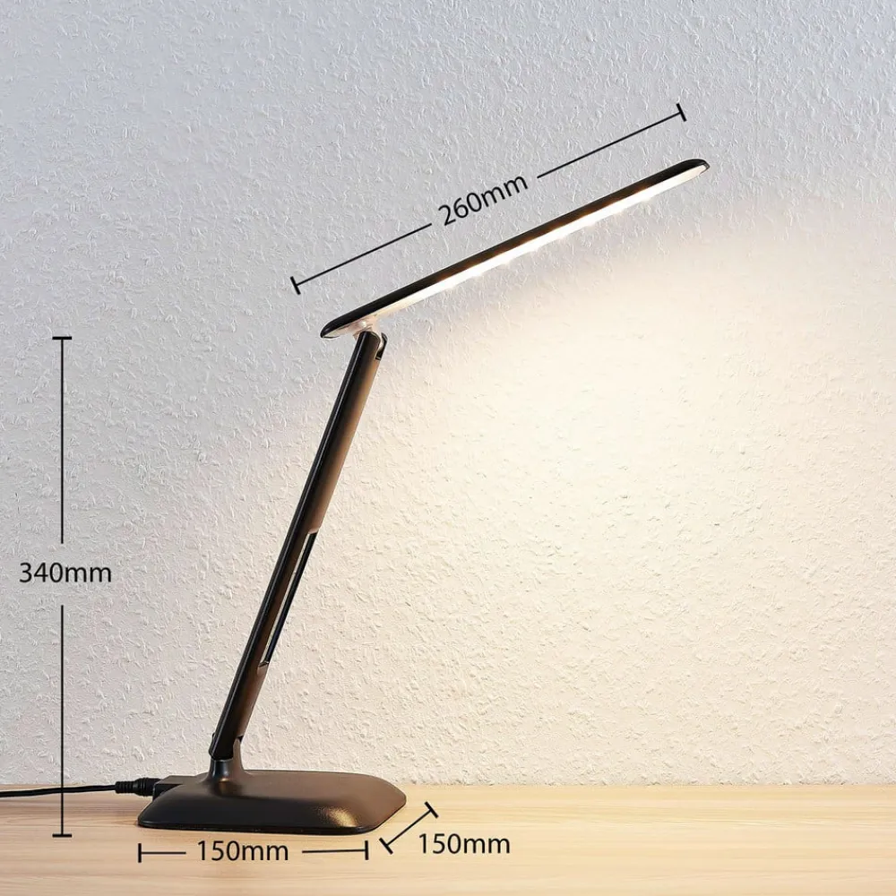 Lindby Arbejdsrum/Kontor|Bordlamper>Ludmilla LED-bordlampe, display, sort