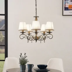 lysekrone Finnick, antik messingfarve, 5 lyskilder, E14^Lindby New