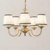 lysekrone Lumiel, 5-lys, creme/messing, tekstil^Lindby Hot