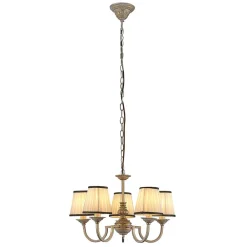 lysekrone Lumiel, 5-lys, creme/messing, tekstil^Lindby Hot