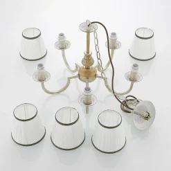 lysekrone Lumiel, 5-lys, creme/messing, tekstil^Lindby Hot