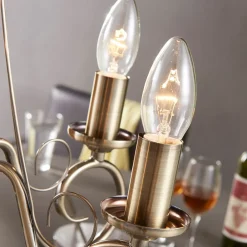 lysekrone Marnia, 5 lyskilder, Ø 40 cm, antik messing, E14^Lindby Hot