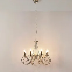 Lindby lysekrone Marnia, 8 lyskilder, Ø 53 cm, antik messing, E14