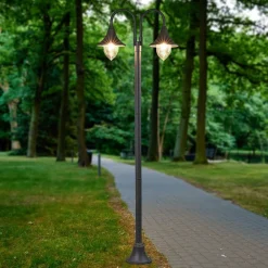 Lindby Lygtepæle>Madea udendørslampe, grå, 2 lyskilder, 212 cm, E27, IP44