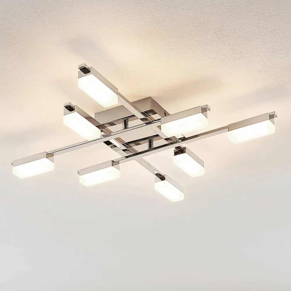 Mally LED-loftlampe i krom, 8 lyskilder^Lindby Discount