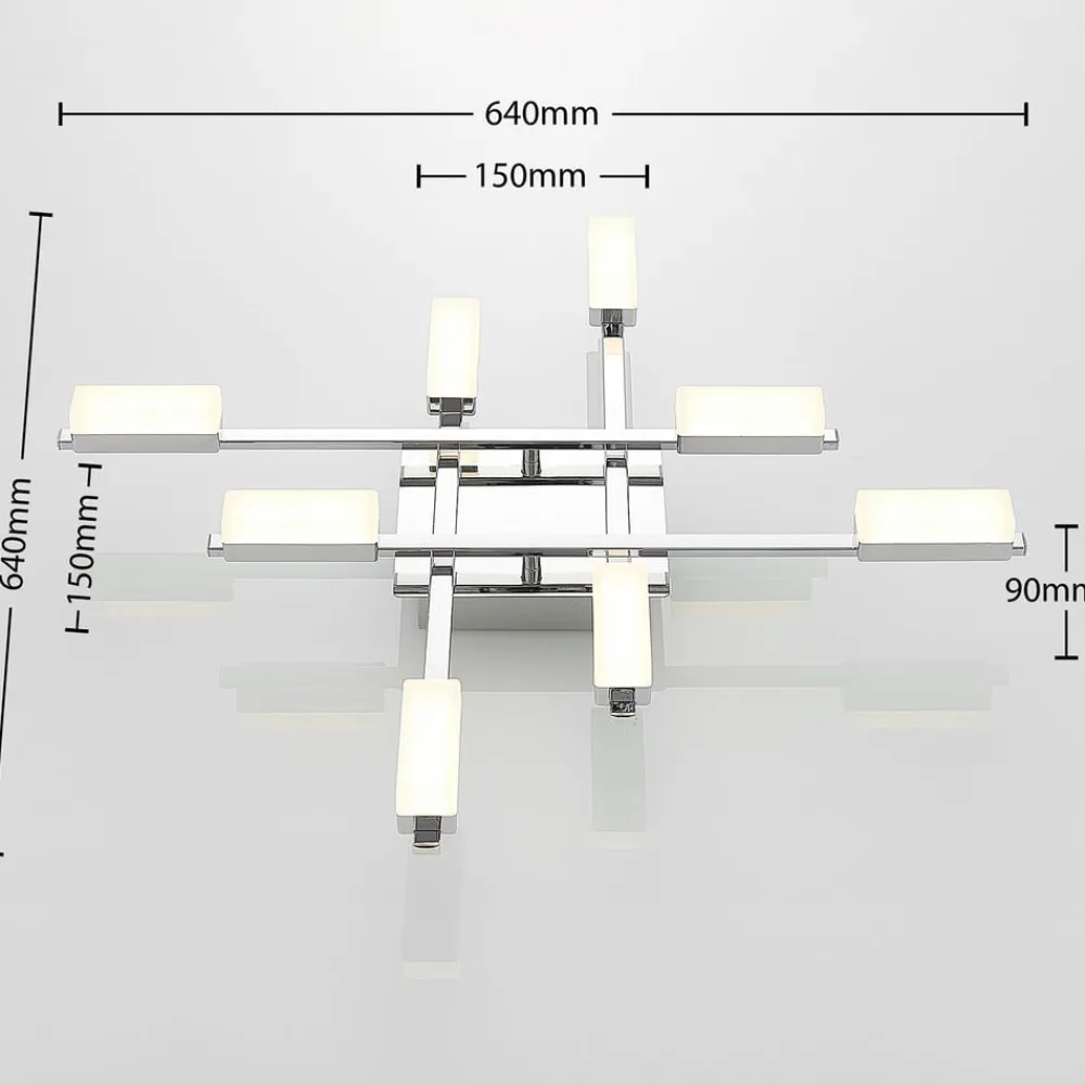 Mally LED-loftlampe i krom, 8 lyskilder^Lindby Discount