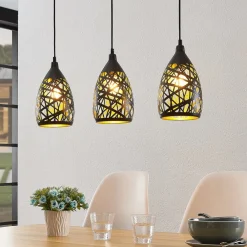 Marcello pendellampe, 75 cm, 3 lyskilder, sort-guld^Lindby Sale