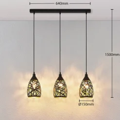 Marcello pendellampe, 75 cm, 3 lyskilder, sort-guld^Lindby Sale