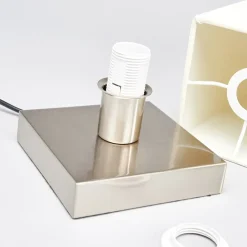 Lindby Martje bordlampe, højde 35 cm, hvid, tekstil, metal