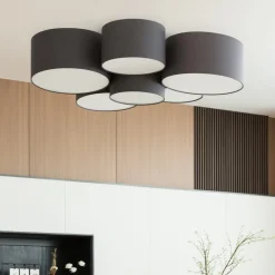 Maureka loftlampe, 94 cm, 6 lyskilder, tekstil^Lindby Best