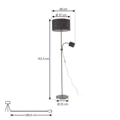 Lindby Melanie gulvlampe, grå, stof, Ø 36 cm, 2 lyskilder.