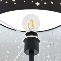 Melanie gulvlampe, sort, stof, Ø 36 cm, 2 lyskilder.^Lindby