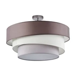 Lindby Melia loftlampe, brun/grå, tekstil, Ø 56cm