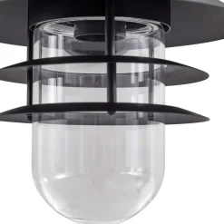 Lindby Meliora udendørs væglampe, sort, jern, IP44, E27