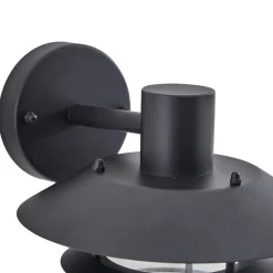 Lindby Meliora udendørs væglampe, sort, jern, IP44, E27