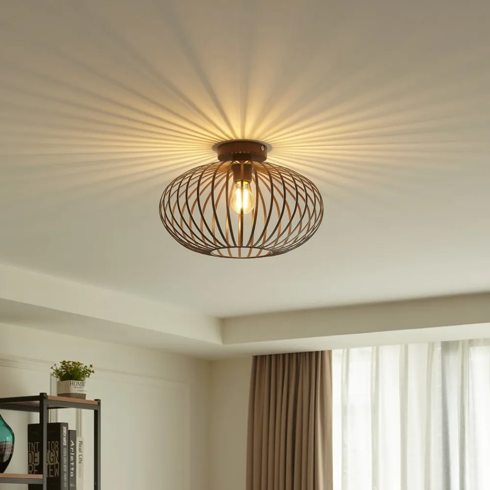 Nahele loftlampe, brun, metal, Ø 40 cm, E27^Lindby