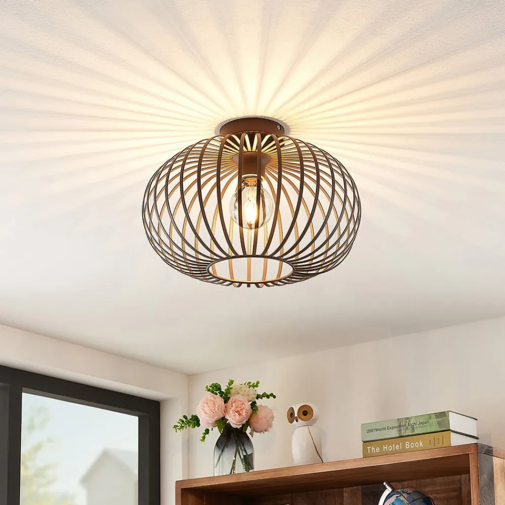 Nahele loftlampe, brun, metal, Ø 40 cm, E27^Lindby