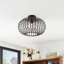 Nahele loftlampe, brun, metal, Ø 40 cm, E27^Lindby