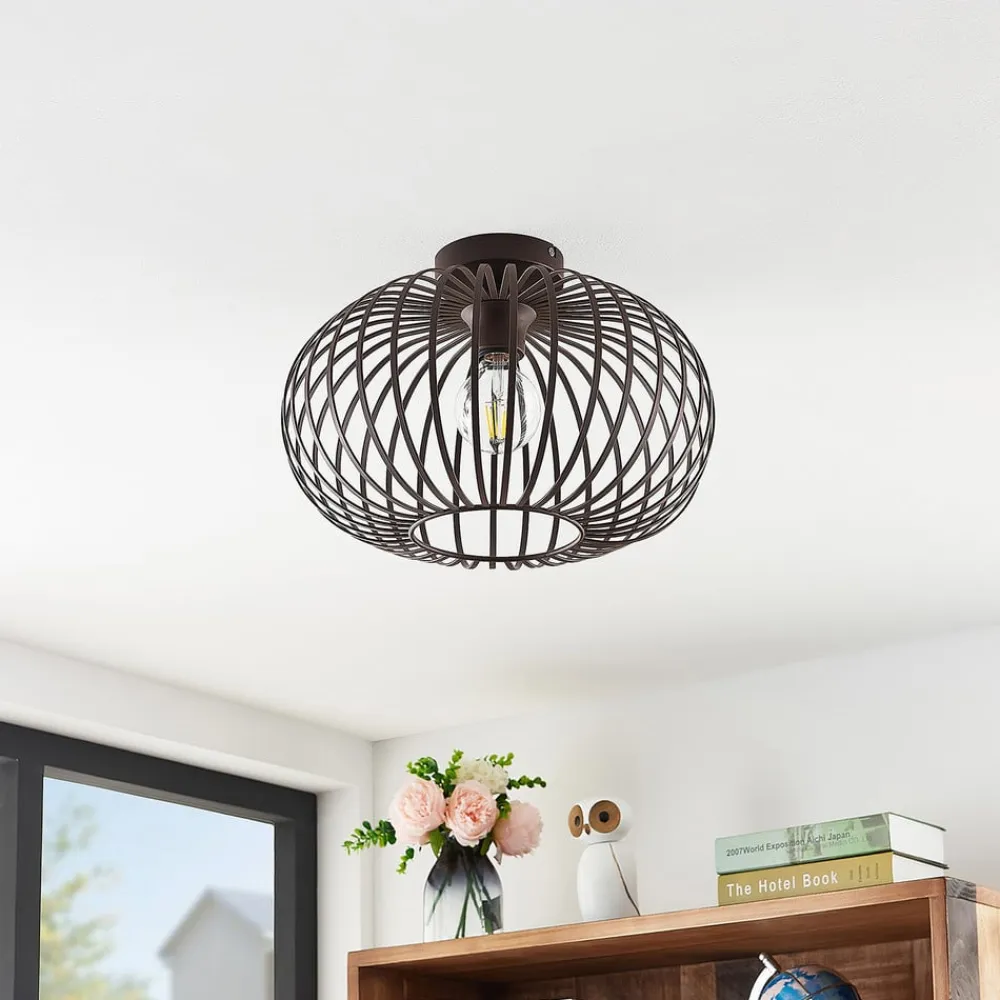 Nahele loftlampe, brun, metal, Ø 40 cm, E27^Lindby