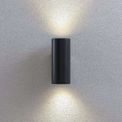 Lindby Nati udendørs væglampe, 22 cm, antracit, IP54, rund