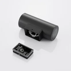 Lindby Nati udendørs væglampe, 22 cm, antracit, IP54, rund