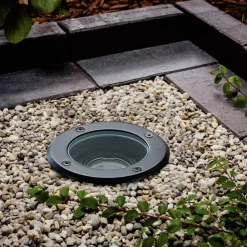 nedgravningslampe Cliff, Ø 13 cm, rund, sort^Lindby