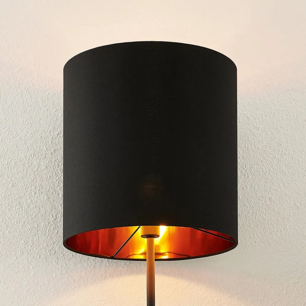 Lindby Gang|Pendellamper>Nymar gulvlampe, tekstil, sort-guld